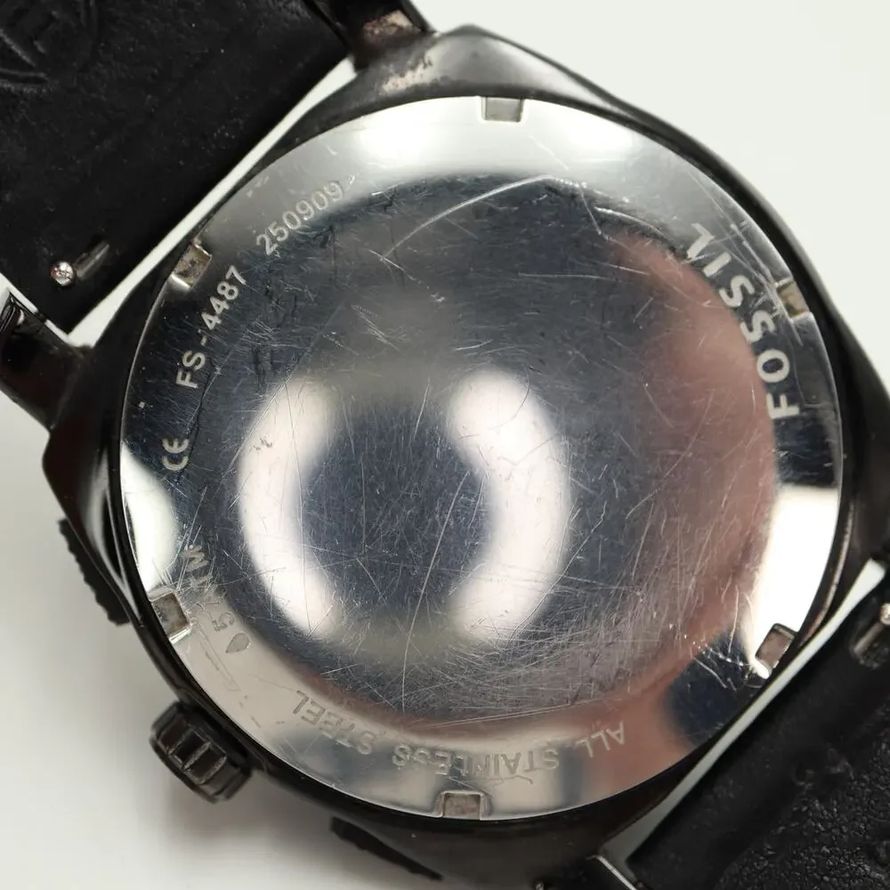 Fossil Machine Chronograph Mens Black 45mm Watch Leather FS4487 w New Battery